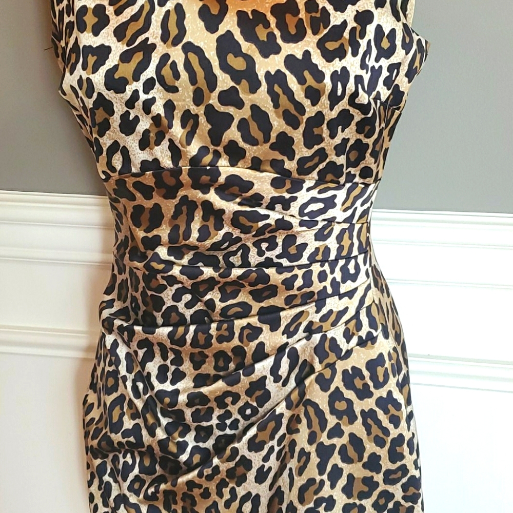 Cache Cheetah Print Midi Dress Size 4 - image 3
